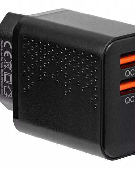 Tinklo įkroviklis su 2x USB QC 3.0 PD 18W lizdais + USB-A USB-C 1,5 m kabelis
