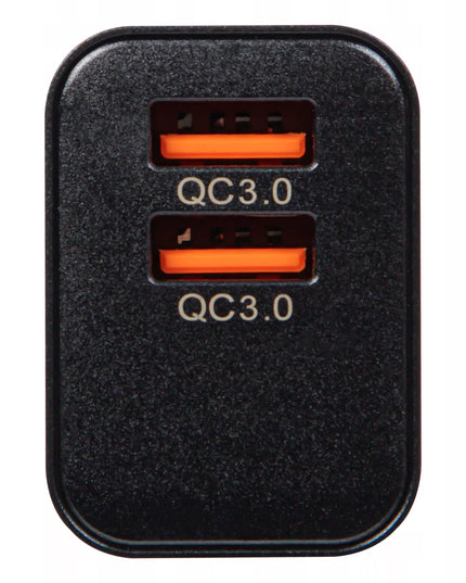 Tinklo įkroviklis su 2x USB QC 3.0 PD 18W lizdais + USB-A USB-C 1,5 m kabelis