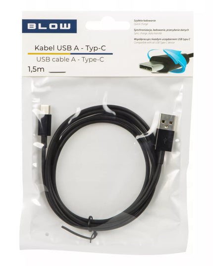 Tinklo įkroviklis su 2x USB QC 3.0 PD 18W lizdais + USB-A USB-C 1,5 m kabelis