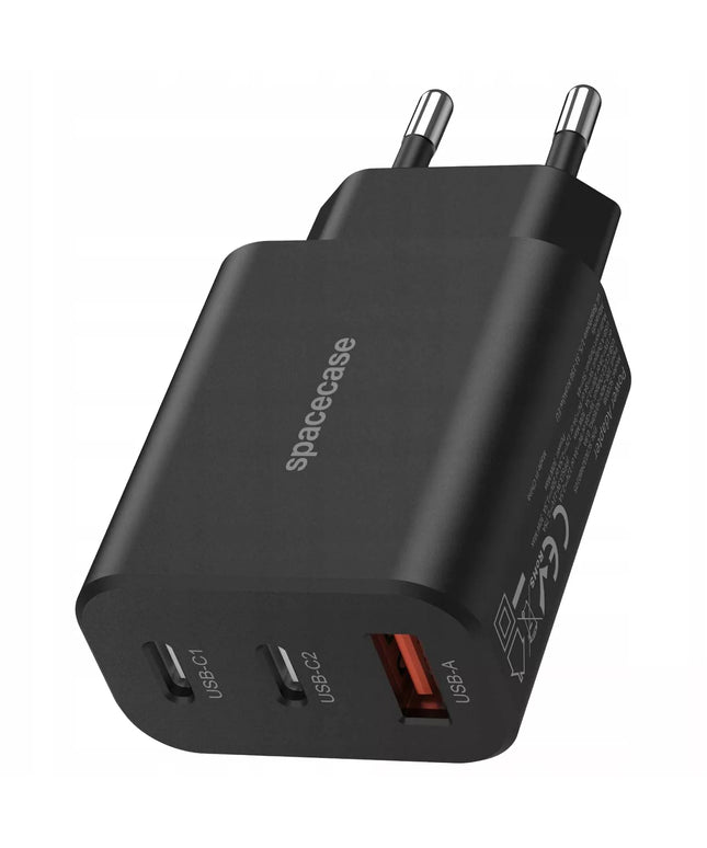 Spacecase 30W tinklo įkroviklis telefonui, greitas įkrovimas, 3x USB, USB-C