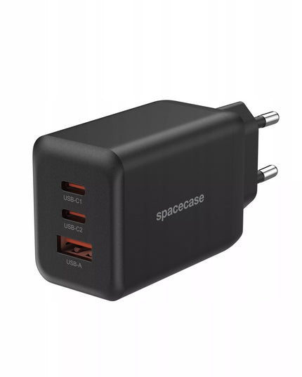 Tinklės įkroviklis Spacecase 65W, greito įkrovimo GaN technologija, 2x USB-C ir USB-A