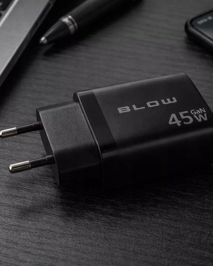 BLOW tinklo įkroviklis USB-C USB-A QC 45W Quick Charge GaN su laidu