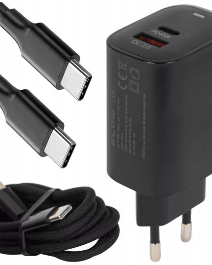 BLOW tinklo įkroviklis USB-C USB-A QC 45W Quick Charge GaN su laidu
