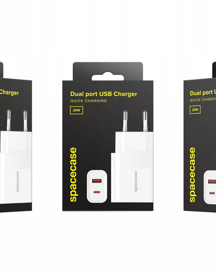 Greitas tinklo įkroviklis Spacecase 20W universalus USB USB-C adapteris telefonui