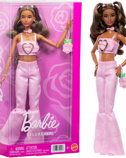 Lėlė Barbie Deluxe #12 Style Pink Denim madingų drabužių rinkinys + aksesuarai
