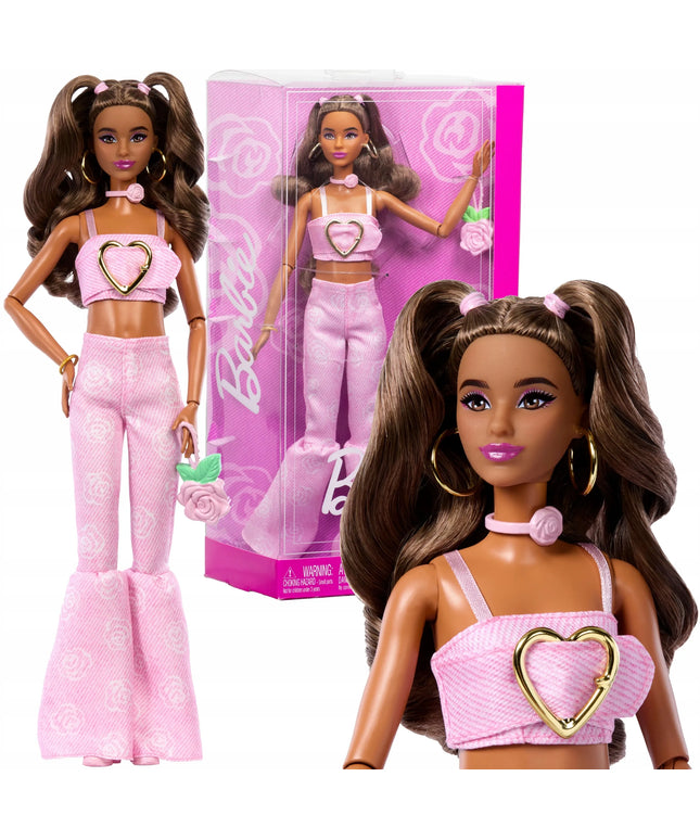 Lėlė Barbie Deluxe #12 Style Pink Denim madingų drabužių rinkinys + aksesuarai