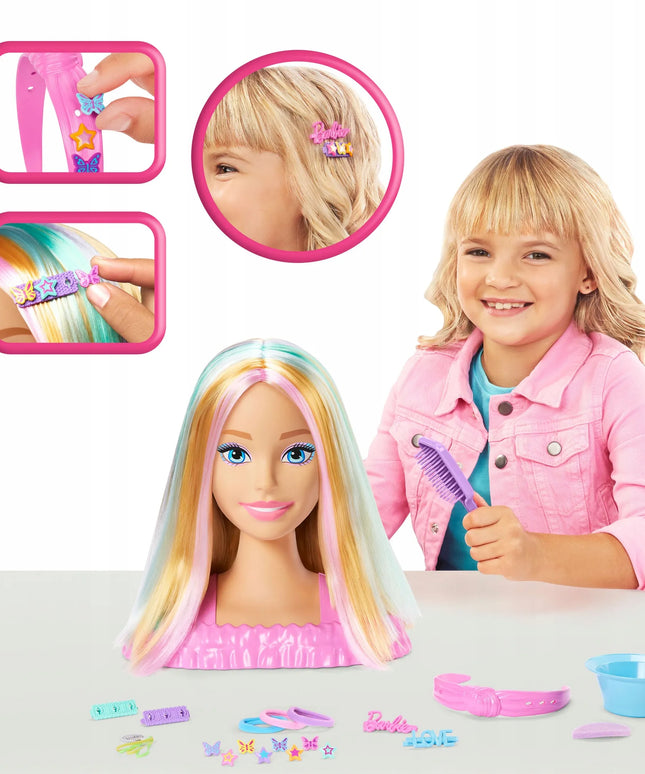 „Barbie“ plaukų stilizavimo galva, šviesūs plaukai, „Deluxe“, JFG81
