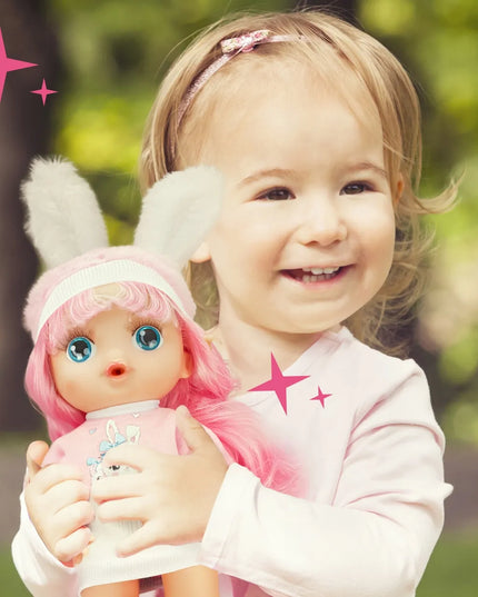 Žaislinė lėlė kūdikis su drabužėliais Mažoji auklė rinkinys su priedais kačiukas 30 cm