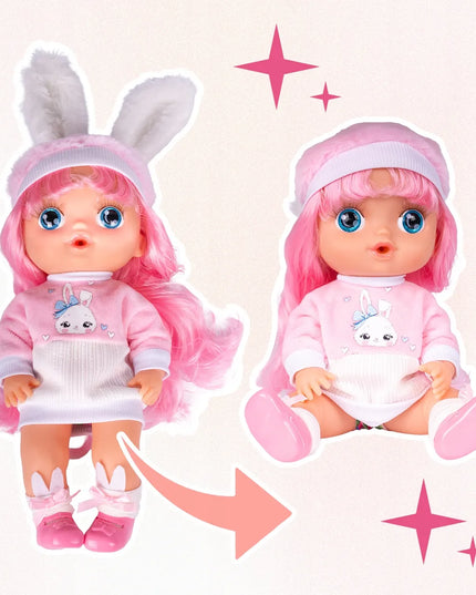 Žaislinė lėlė kūdikis su drabužėliais Mažoji auklė rinkinys su priedais kačiukas 30 cm