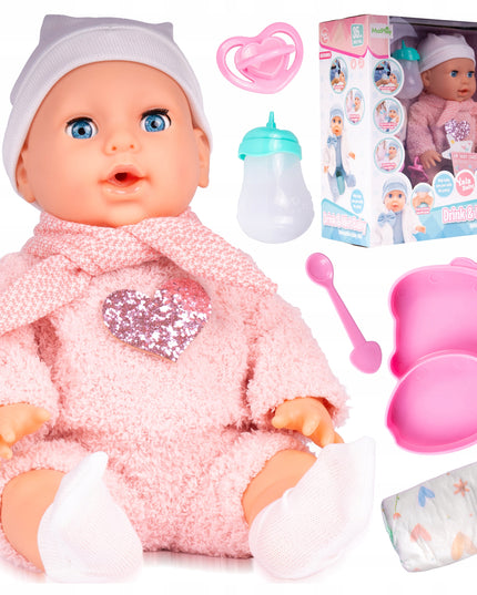 Žaislinė lėlė kūdikis su drabužėliais Mažoji auklė rinkinys su priedais kačiukas 30 cm