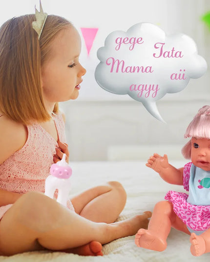 Interaktyvi lėlė su nešiokle, buteliuku ir priedais