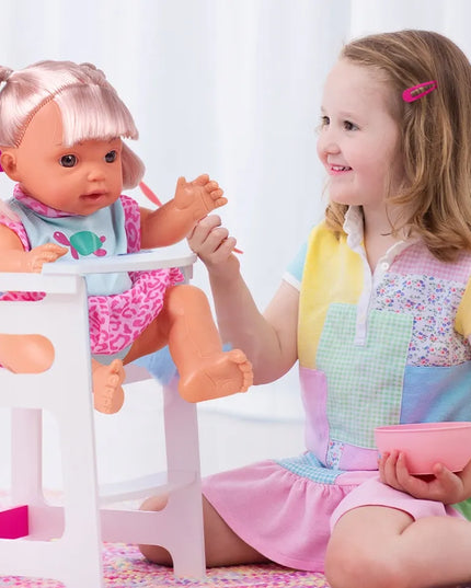 Interaktyvi lėlė su nešiokle, buteliuku ir priedais