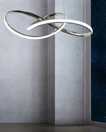 LED lubinis pakabinamas šviestuvas, sidabrinė juosta, su pulteliu, keičiama spalva