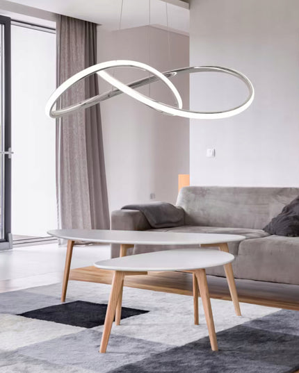 LED lubinis pakabinamas šviestuvas, sidabrinė juosta, su pulteliu, keičiama spalva