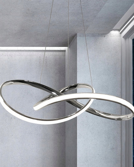 LED lubinis pakabinamas šviestuvas, sidabrinė juosta, su pulteliu, keičiama spalva