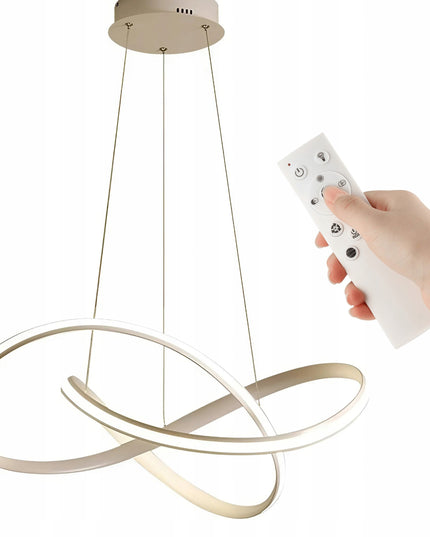 Auksinė pakabinama lubinė LED lempa, sietynas su juosta ir nuotolinio valdymo pulteliu, keičiama spalva