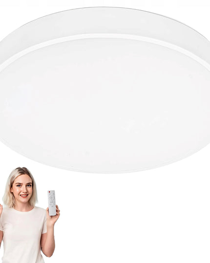 LED lubinis šviestuvas 60 cm, baltas, pakabinamas, loft stiliaus šviestuvas su nuotolinio valdymo pulteliu, 3 spalvos, 60W