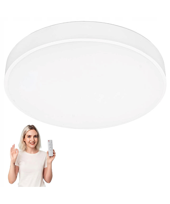 LED lubinis šviestuvas 60 cm, baltas, pakabinamas, loft stiliaus šviestuvas su nuotolinio valdymo pulteliu, 3 spalvos, 60W