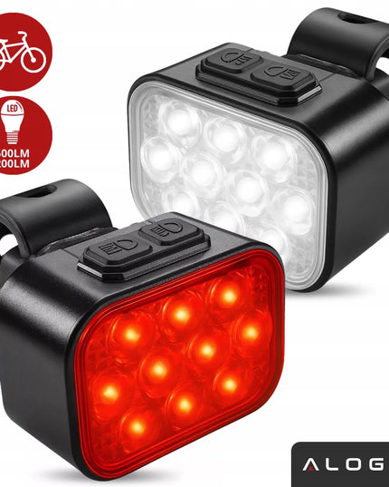 Dviračio žibintas 500 lm 200 lm rinkinys 20 LED priekis galas dviračiui USB C IP65
