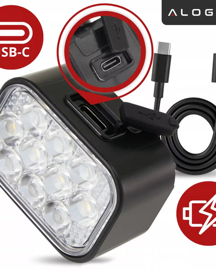 Dviračio žibintas 500 lm 200 lm rinkinys 20 LED priekis galas dviračiui USB C IP65