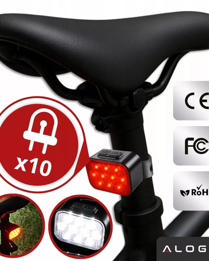 Dviračio žibintas 500 lm 200 lm rinkinys 20 LED priekis galas dviračiui USB C IP65