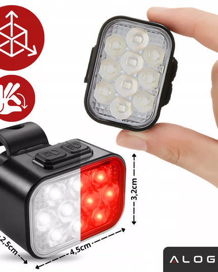 Dviračio žibintas 500 lm 200 lm rinkinys 20 LED priekis galas dviračiui USB C IP65