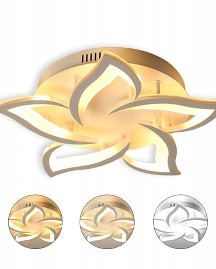 Lubinis šviestuvas baltas LED plafonas 55 cm gėlės formos su nuotolinio valdymo pulteliu keičiama spalvos temperatūra