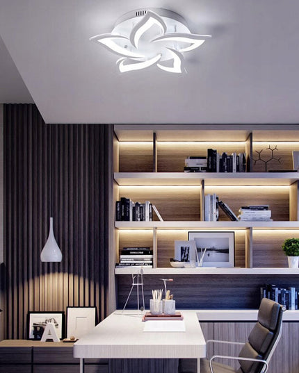 Lubinis šviestuvas baltas LED plafonas 55 cm gėlės formos su nuotolinio valdymo pulteliu keičiama spalvos temperatūra