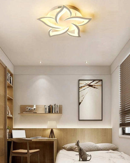 Lubinis šviestuvas baltas LED plafonas 55 cm gėlės formos su nuotolinio valdymo pulteliu keičiama spalvos temperatūra