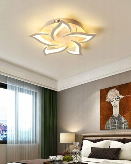 Lubinis šviestuvas baltas LED plafonas 55 cm gėlės formos su nuotolinio valdymo pulteliu keičiama spalvos temperatūra