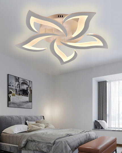 Lubinis šviestuvas baltas LED plafonas 55 cm gėlės formos su nuotolinio valdymo pulteliu keičiama spalvos temperatūra