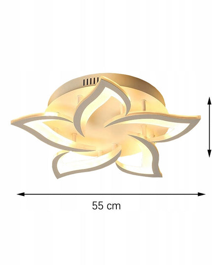 Lubinis šviestuvas baltas LED plafonas 55 cm gėlės formos su nuotolinio valdymo pulteliu keičiama spalvos temperatūra
