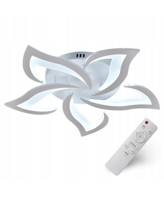 Lubinis šviestuvas baltas LED plafonas 55 cm gėlės formos su nuotolinio valdymo pulteliu keičiama spalvos temperatūra