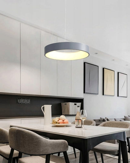 Pakabinamas LED lubinis šviestuvas, liustra/plafonas, 3 šviesos spalvos, su pulteliu, pilkas