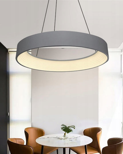 Pakabinamas LED lubinis šviestuvas, liustra/plafonas, 3 šviesos spalvos, su pulteliu, pilkas