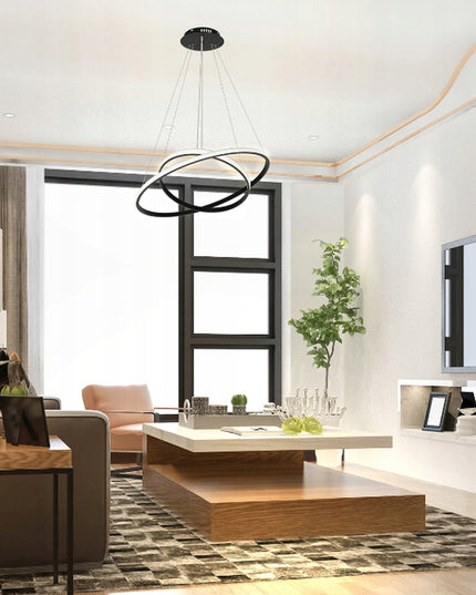 LED lubinis šviestuvas, kabantis sietynas su pulteliu, juodas, 60cm, keičiama spalvos temperatūra