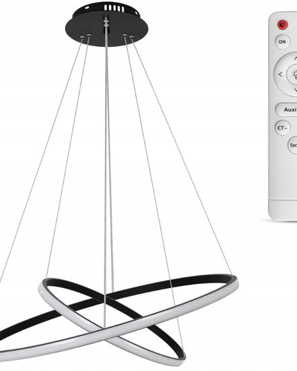 LED lubinis šviestuvas, kabantis sietynas su pulteliu, juodas, 60cm, keičiama spalvos temperatūra