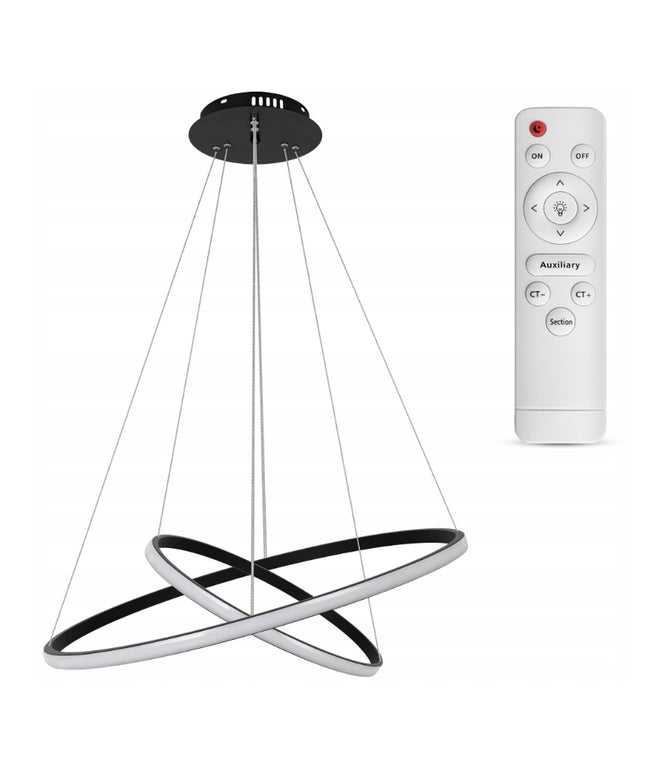 LED lubinis šviestuvas, kabantis sietynas su pulteliu, juodas, 60cm, keičiama spalvos temperatūra