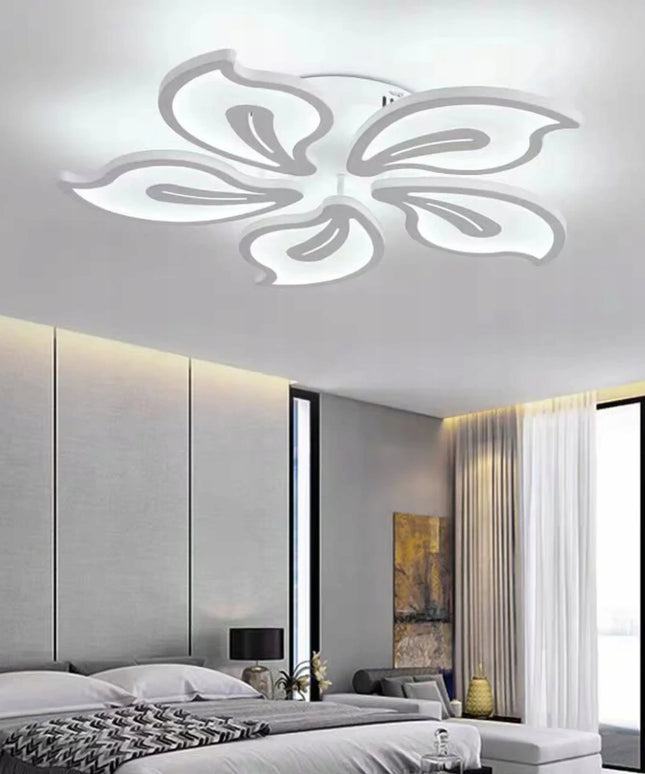 Lubinis šviestuvas LED 60cm, baltos gėlės formos, su pulteliu, reguliuojama spalvos temperatūra