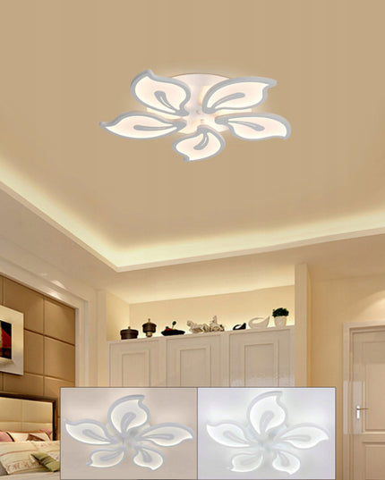 Lubinis šviestuvas LED 60cm, baltos gėlės formos, su pulteliu, reguliuojama spalvos temperatūra