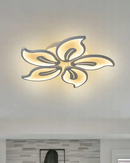 Lubinis šviestuvas LED 60cm, baltos gėlės formos, su pulteliu, reguliuojama spalvos temperatūra