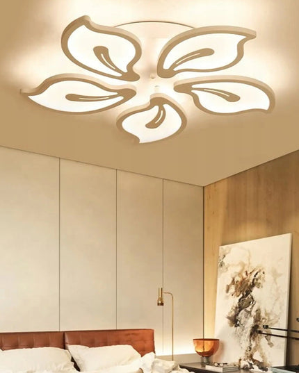 Lubinis šviestuvas LED 60cm, baltos gėlės formos, su pulteliu, reguliuojama spalvos temperatūra