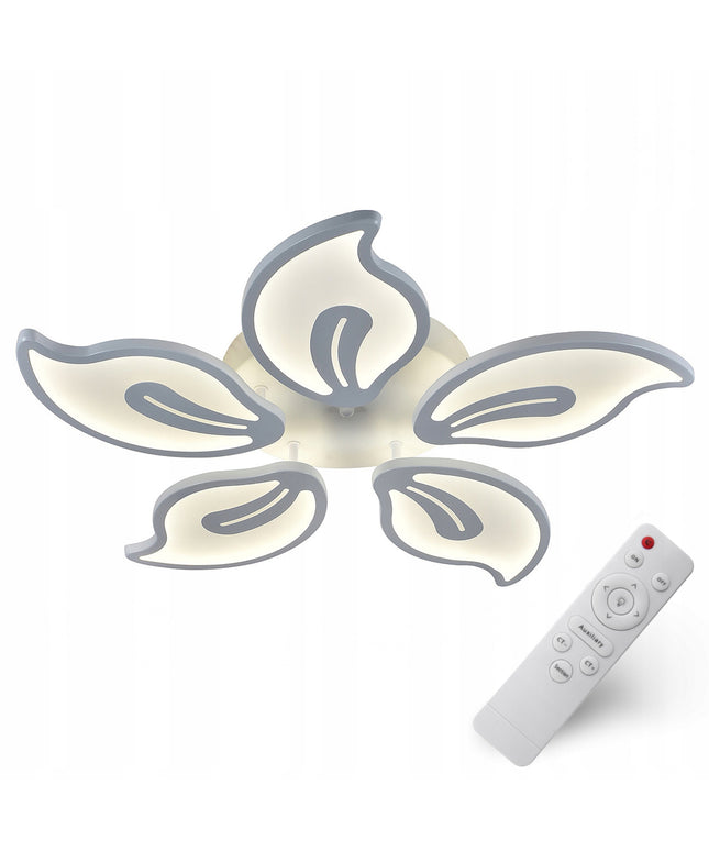 Lubinis šviestuvas LED 60cm, baltos gėlės formos, su pulteliu, reguliuojama spalvos temperatūra