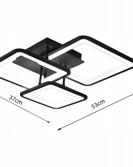 Lubinis šviestuvas 72W juodas LED su pulteliu 3 spalvos kvadratinis
