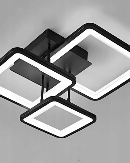 Lubinis šviestuvas 72W juodas LED su pulteliu 3 spalvos kvadratinis