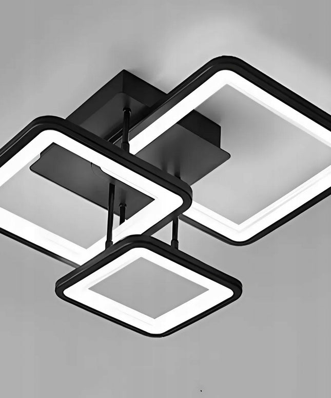 Lubinis šviestuvas 72W juodas LED su pulteliu 3 spalvos kvadratinis