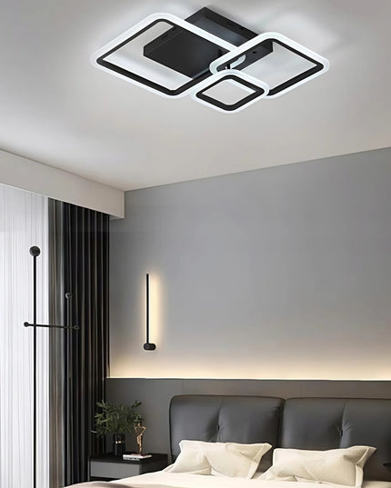 Lubinis šviestuvas 72W juodas LED su pulteliu 3 spalvos kvadratinis