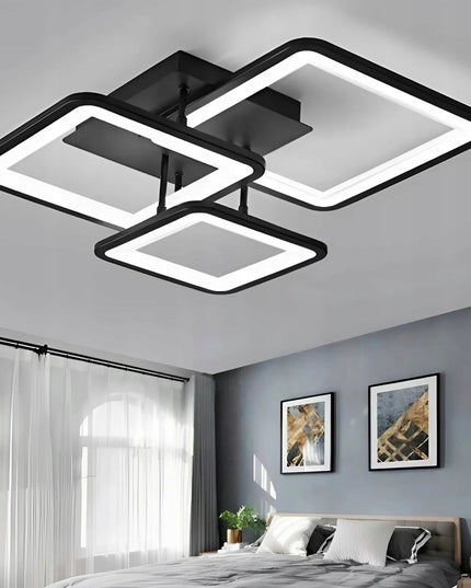 Lubinis šviestuvas 72W juodas LED su pulteliu 3 spalvos kvadratinis