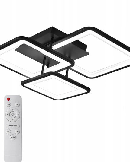 Lubinis šviestuvas 72W juodas LED su pulteliu 3 spalvos kvadratinis