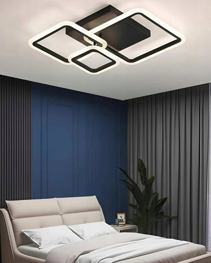 Lubinis šviestuvas 72W juodas LED su pulteliu 3 spalvos kvadratinis